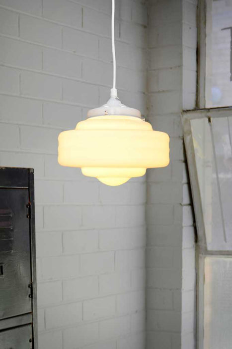 white suspension cord with the schoolhouse boston shade