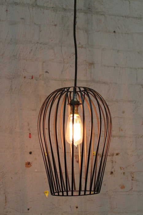 Wire cage light on pendant cord