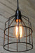 Pendant cage light in black with black pendant cord