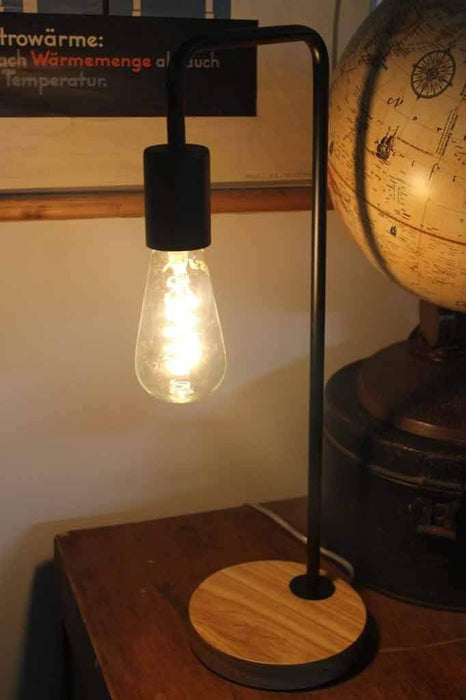Pipe lamp has teak wooden base