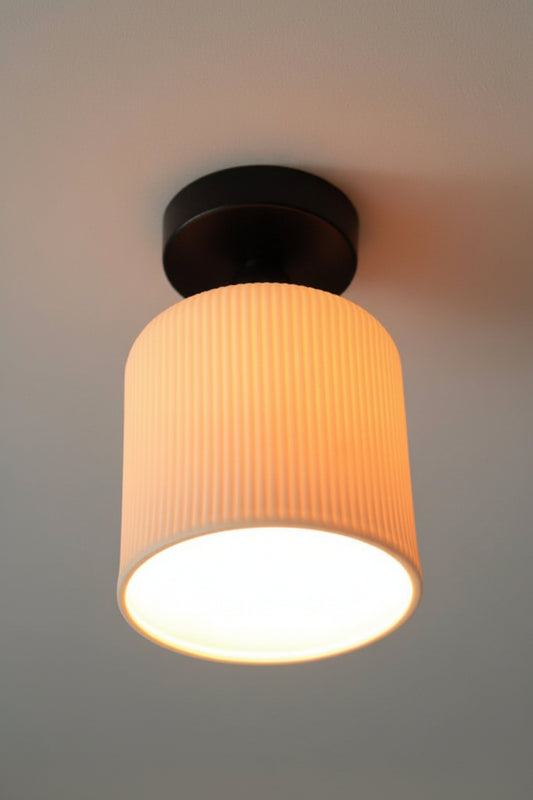 Ceramic flush mount light close up