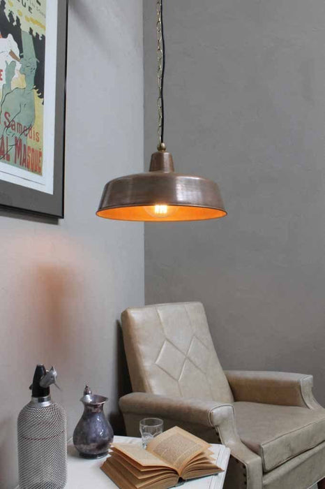 Pure copper shade pendant with quality brass fittings. Exterior lighting suitable for indoor and outdoors. 