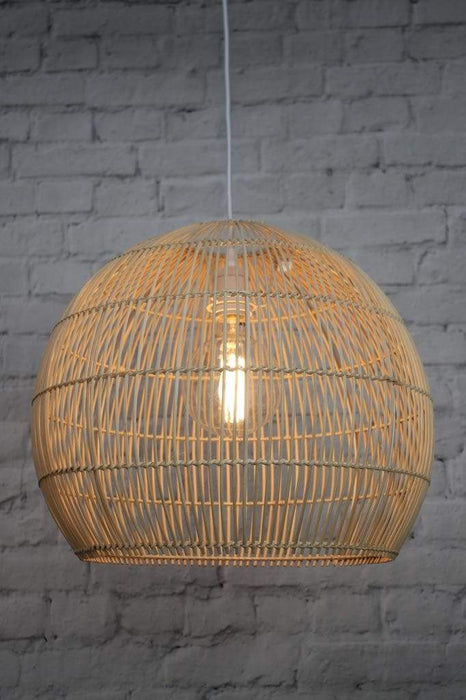 Rattan pendant light with real cane and natural finish