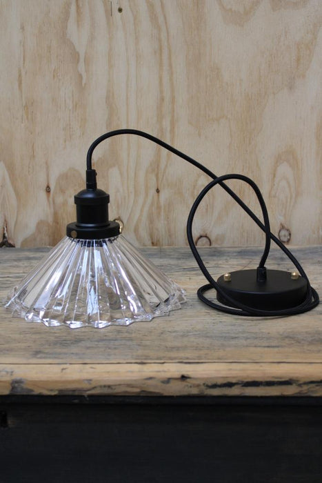 Glass shade and black cord