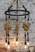 Rope chandelier multi light pendant with 5 rope pendants and metal fixtures and edsion bulbs