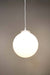White round cord pendant light with large opal shade