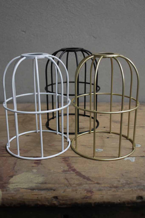 Small round cage shade in three finishes