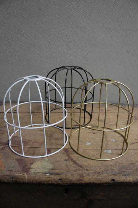 Large round cage shades in three finishes