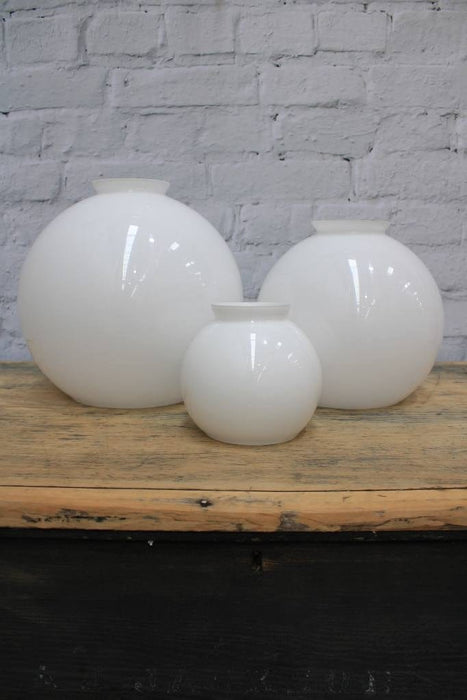 opal glass ball with open bottom shades in three sizes