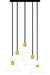 Toledo multi drop pendant in gold/brass finish with five shades