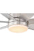 Close up of satin nickel ceiling fan with light 