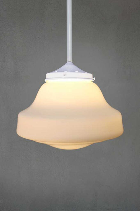 yarra schoolhouse shade pendant light with white suspension rod