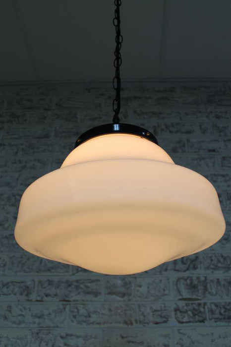 yarra schoolhouse shade pendant light with black top entry chain