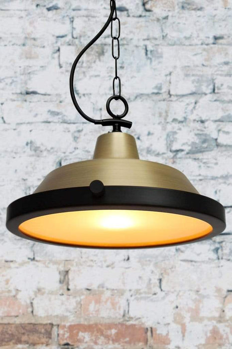 Bright brass shade with side entry chain and cover