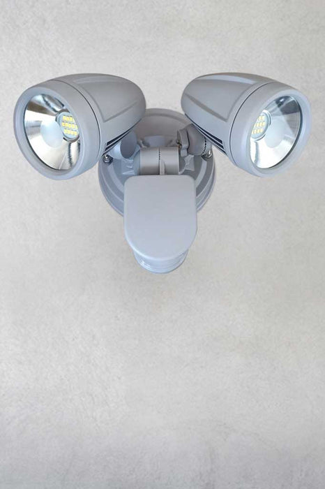 Siliver twin LED spotlight with sensor