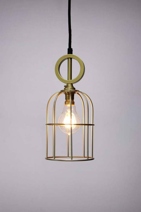 Small gold cage pendant with gold cord without disc
