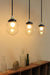 Small clear 3 light pendant with cold cords