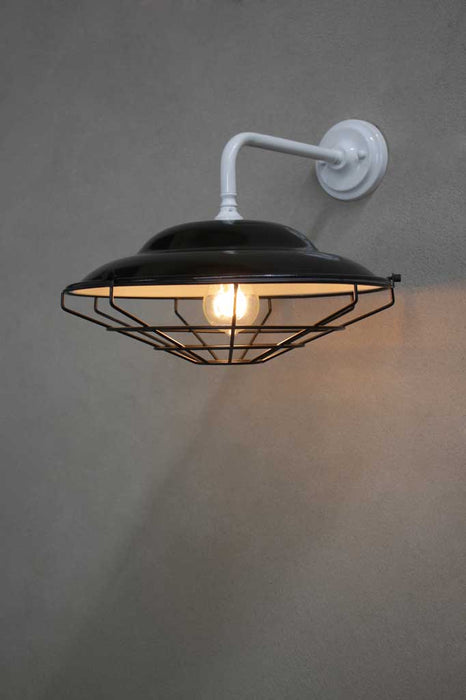 Steel wall light with cage guard