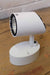 Surface mounted spotlight has a 350 degree swivel action