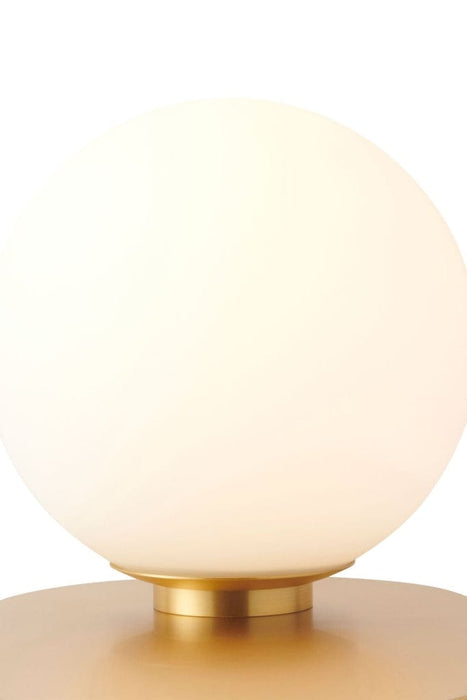 Opal glass ball shade on gold/brass base