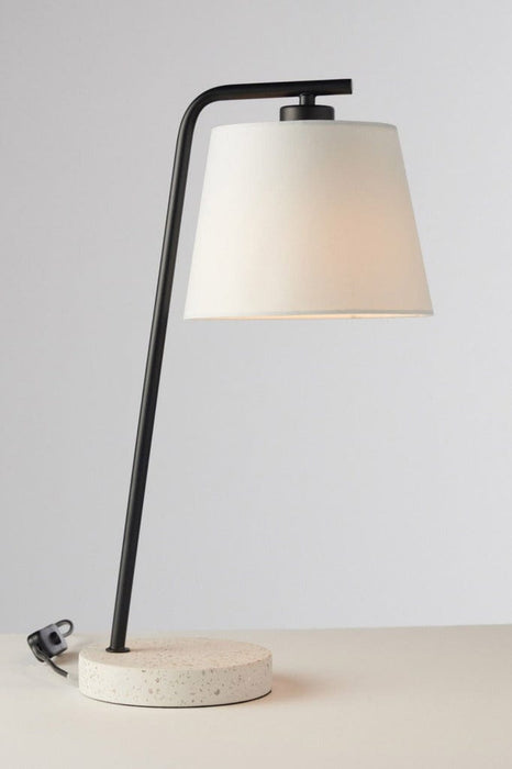 Terrazzo table lamp with white fabric shade