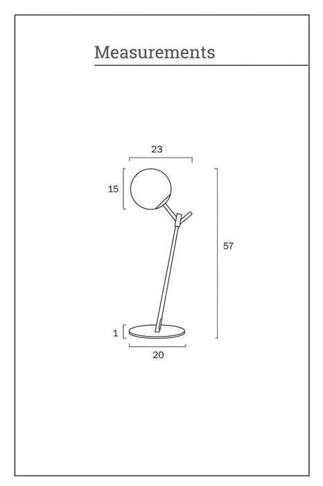 Bonnie-Y table lamp measurements