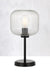 Clear glass table lamp with black base