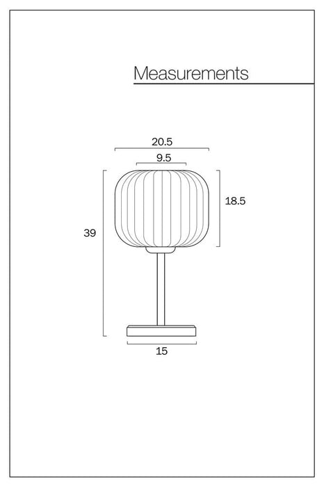 Barston Glass Table Lamp Measurements