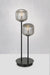 Smoked glass 2 light table lamp with black base