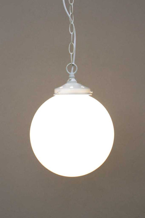 Glass ball pendant with white top entry chain