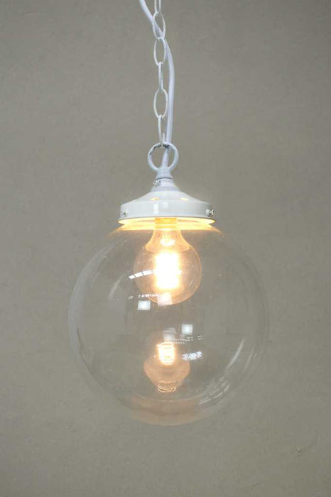Glass ball pendant with white top entry chain