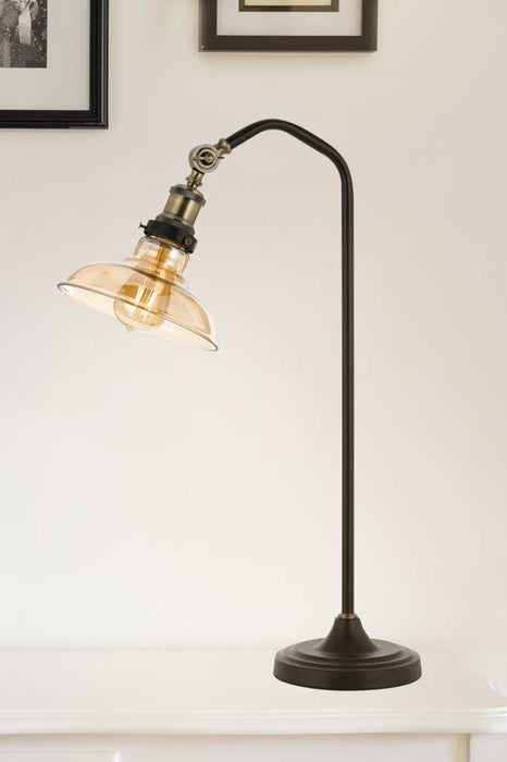 table lamp with amber glass shade