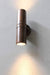 The copper up down exterior wall light can be installed with opposite facing beams in any direction