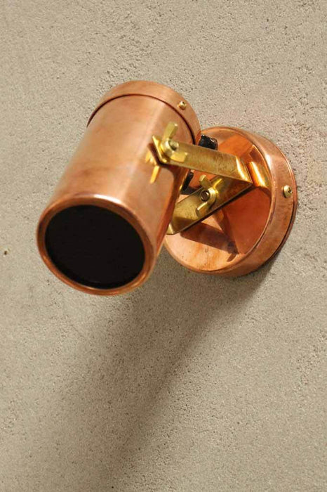 Tilting spotlight. copper and brass outdoor light. solif copper wall ight.