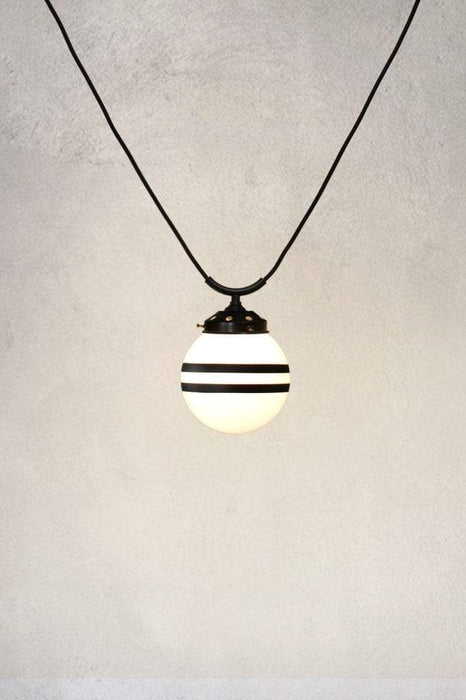 Trapeze pendant with opal two stripe shade