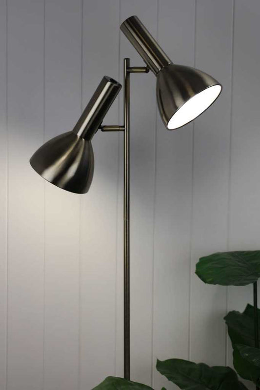 Twin Light Floor Lamp Antique Brass