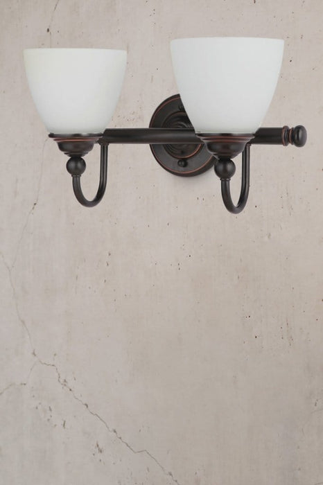 Two light bronze wall light upright mount