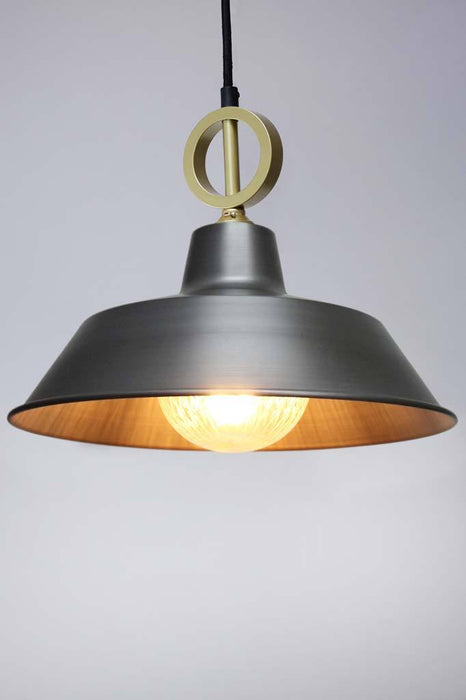 Vintage steel pendant light with gold cord without disc