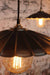 Vintage umbrella chandelier comes with matt black or rusty shades in two sizes