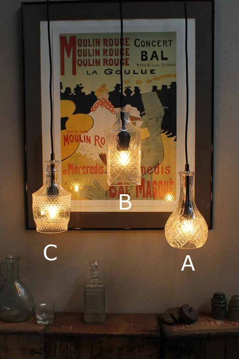 Vintage whisky decanter light. upcycled style lighting. Australia vintage lighting online.