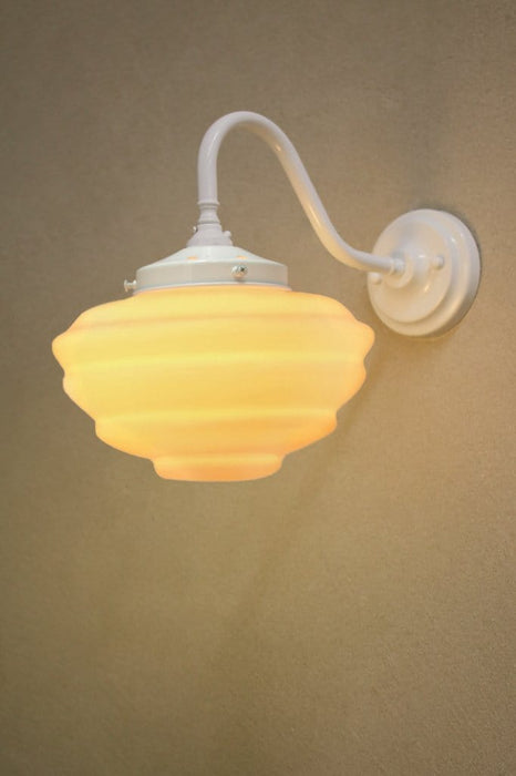 White wall light with opal glass shade