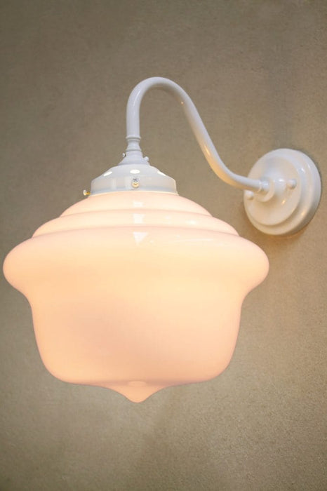 White sconce with chicago schoolhouse shade