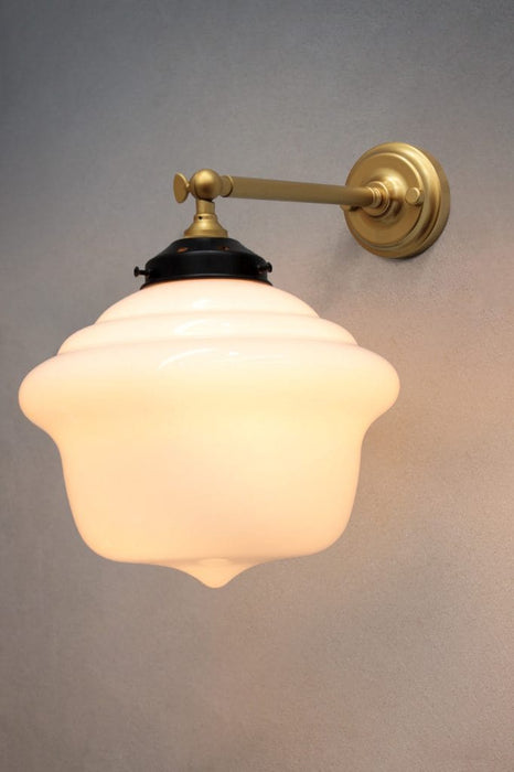 Gold sconce with chicago schoolhouse shade