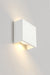 Up and down white rectangular wall light affixed on wall and lit up. 