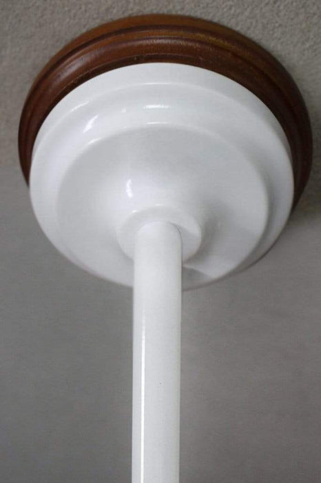 White pole pendant with brown mounting block