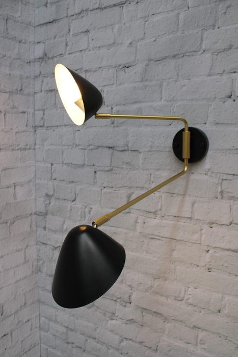 Two light wall light with adjustable shades