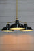 Warehouse 3 arm ceiling light with gold/brass steel frame and black shades