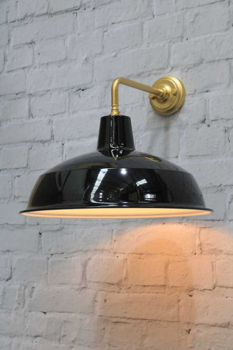 warehouse wall light black shade with gold 90 degree angle arm