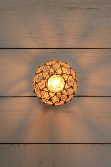 Small clear glass ball wall light with rope cover
