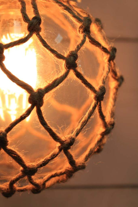 Clear glass ball light with rope cover